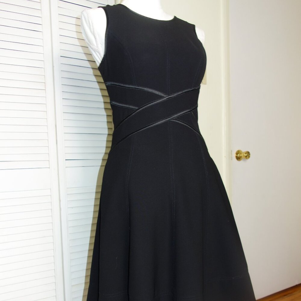 "White House Black Market" Sleeveless Fit And Flare Black Dress Zip Back Size 0